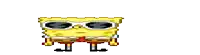 a pixel art of spongebob wearing sunglasses with stars around him