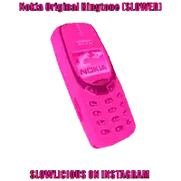 a pink nokia cell phone with the words nokia original ringtone slowed slowlicious on instagram below it