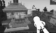 a black and white drawing of a person playing a video game on a computer .