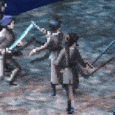 a pixel art of a woman holding a sword in a video game