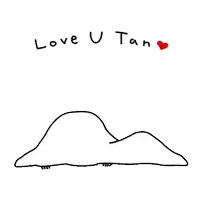 a cartoon of a girl laying under a blanket with the words love u tan written above her