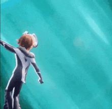 a cartoon character is riding a wave on a surfboard in the ocean .