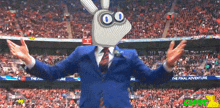 a man in a suit and tie stands in front of a crowd with a sign that says the final adventure on it