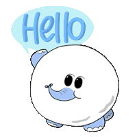 a cartoon elephant says hello with a speech bubble above it