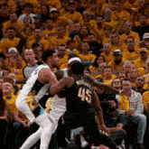 a basketball player with mitchell 45 on his back