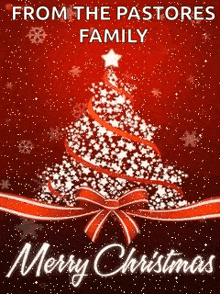 from the pastors family merry christmas greeting card with a christmas tree made of stars