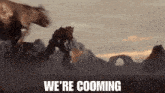 a cartoon scene with the words we 're cooming written on it