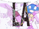 a cartoon character is standing in front of the letter l