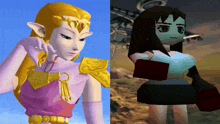 a cartoon of zelda next to a cartoon of tifa from final fantasy vii