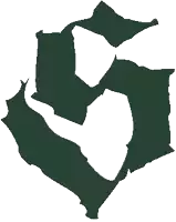 a silhouette of a letter g with a white background