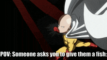 someone asks you to give them a fish in a meme