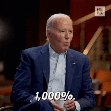a man in a suit is holding a cup and says 1,000 %