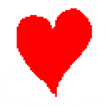 a pixel art of a broken red heart