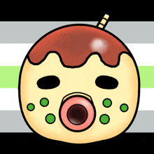 a cartoon drawing of a doughnut with a straw sticking out of it 's mouth