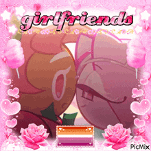 a picture of a couple of cartoon characters with the words girlfriends written above them