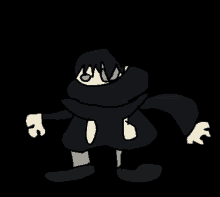 a black and white drawing of a person with a scarf around their head