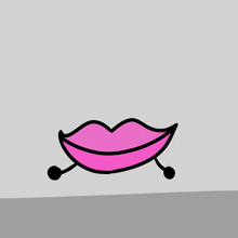 a cartoon drawing of a pink lips with arms