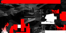 a black and red background with a white nike logo in the middle