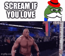 a cartoon of a frog with glasses and a red hat says scream if you love