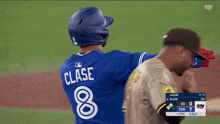 a baseball player with the name clase on his jersey