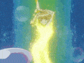 a cartoon character is glowing in the dark