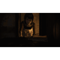 a man and a woman looking at each other in the dark