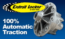 an advertisement for detroit locker shows a metal object on a blue background