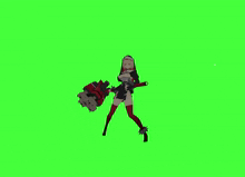 a girl in a nun costume is holding a red hammer