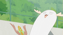 a cartoon drawing of a moose with antlers and a bottle that says ' a ' on it