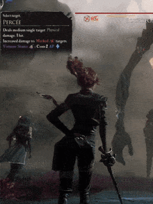 a screenshot of a video game shows the character percee