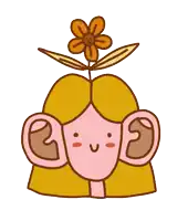 a cartoon drawing of a woman with ears and a flower on her head