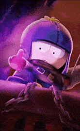 a cartoon character with a purple helmet is giving a thumbs up
