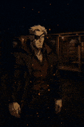 a cartoon drawing of a man with his mouth open in the dark