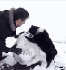 Little Helper GIF - Snowman Making Dog Winter GIFs