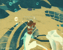 a screenshot of a video game shows a mermaid swimming in the water .