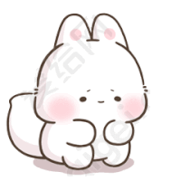 a cartoon of a white rabbit with chinese writing on it