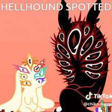 a drawing of a monster with the words hellhound spotted on it