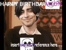 a happy birthday moon meme with a picture of a man smiling
