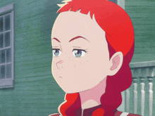 a girl with red hair and freckles looks surprised with her mouth open