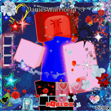 a picture of a roblox character with i love you written on it