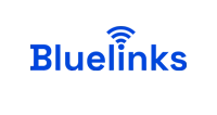 a blue logo for bluelinks with a wireless symbol