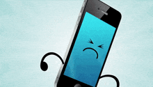 a cartoon phone with arms and legs and the words their loss behind it
