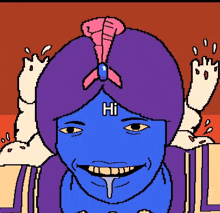 a pixel art drawing of a person with the word hi on their face