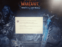 a computer screen shows a warcraft error message