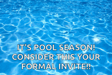 a swimming pool with the words it 's pool season