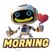 a robot giving a thumbs up with the words morning written below it