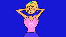 a cartoon of a woman with a heart on her shirt crying