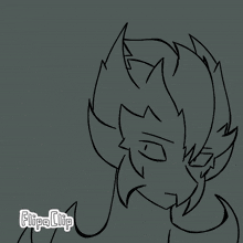 a black and white drawing with red lines and the word flipa clip