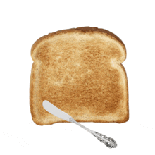 a slice of toast with a picture of a man and a woman on it