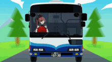 a bus with the license plate 07-30 is driving down a road